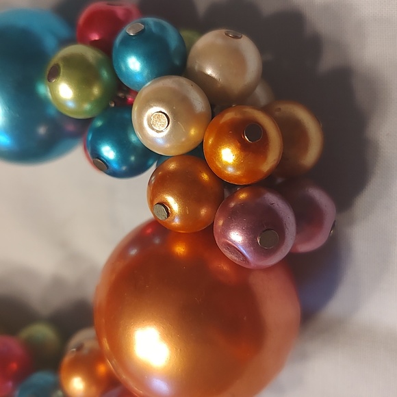 Fun rainbow bead statement necklace & Bright Pink Iridescent Layering Necklace - Picture 9 of 11